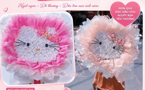 Bó Hoa Sáp Hello Kitty – Xu hướng quà tặng độc đáo được yêu thích tại Shop Hoa Quỳnh Dao