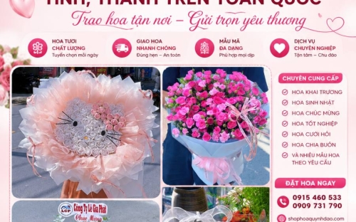 Shop Hoa Quỳnh Dao mở rộng dịch vụ giao hoa tại 34 tỉnh, thành trên toàn quốc