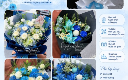 Tổng hợp 5 mẫu hoa xanh dương đẹp, hiện đại và được yêu thích tại Quỳnh Dao Flower
