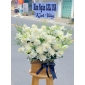 Lẵng hoa viếng hồng trắng 
