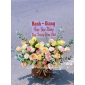 Giỏ hoa nhỏ tone trắng vàng 