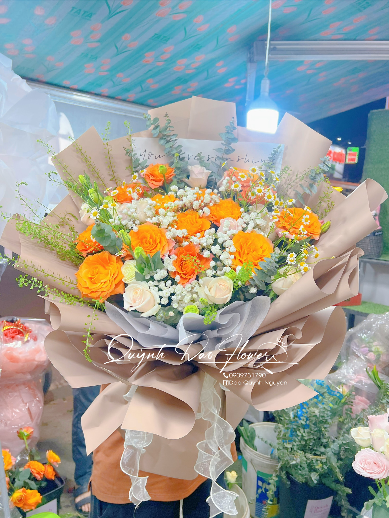 Bó hoa hồng cam thủ Đức hcm