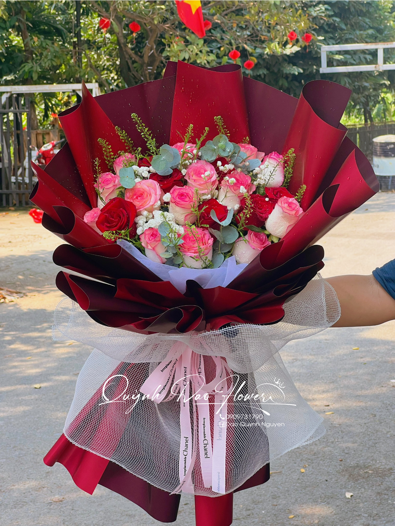 Bó hoa mix Hồng đỏ