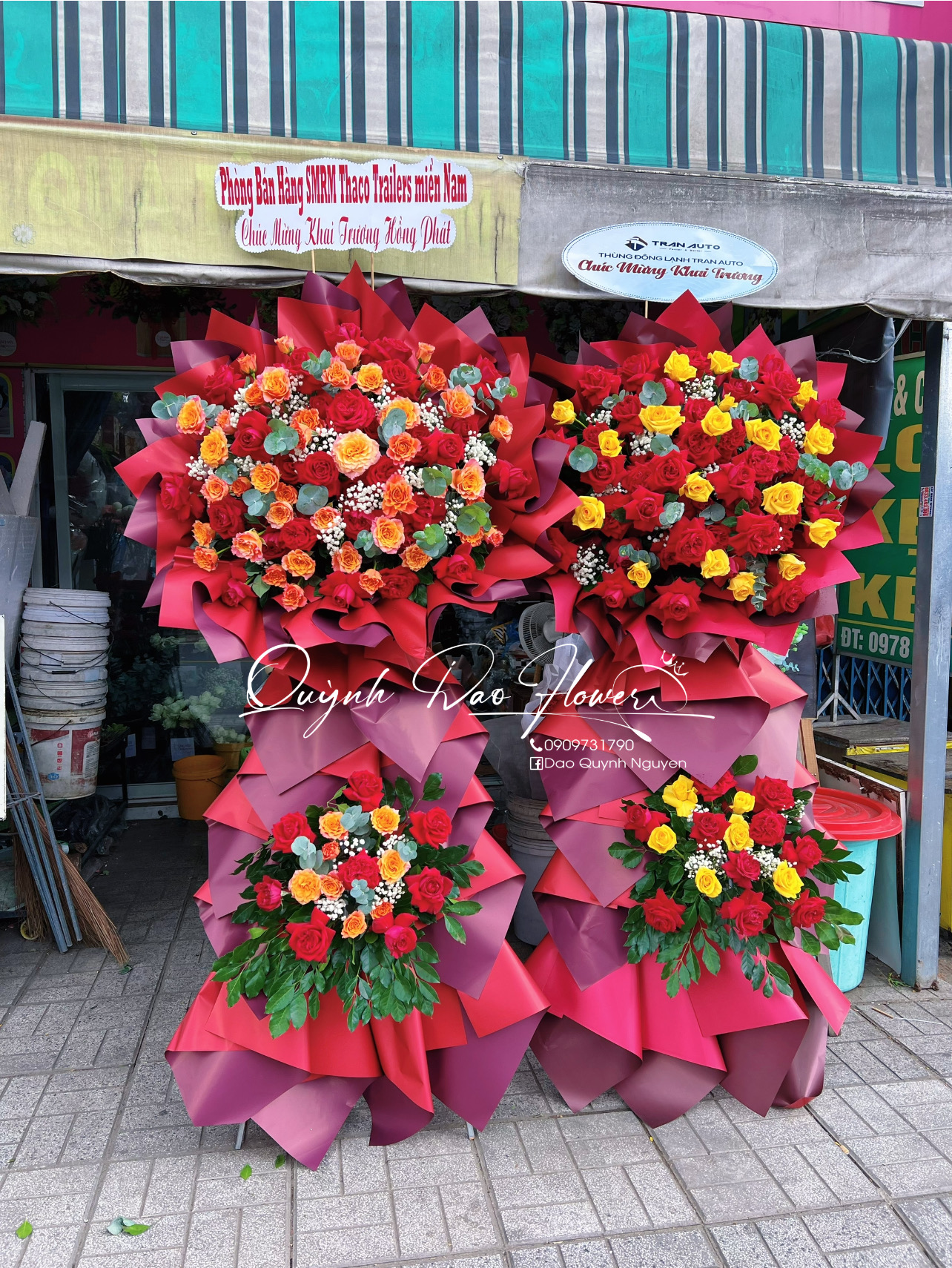 Kệ khai trương đỏ bình dương 