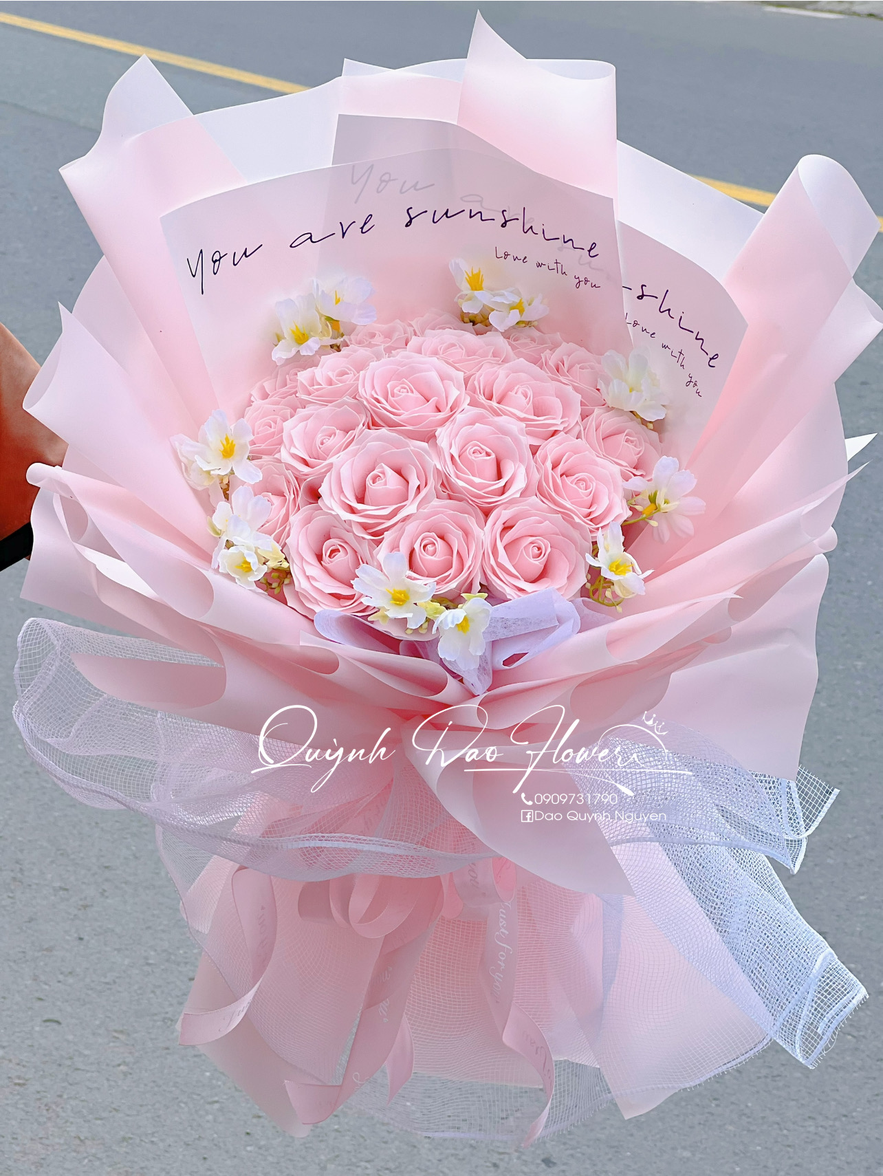 Bó hoa sáp hồng paster bình dương 