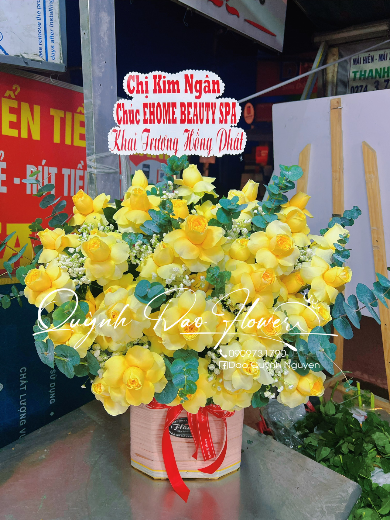 Giỏ hoa hồng vàng thủ Đức 