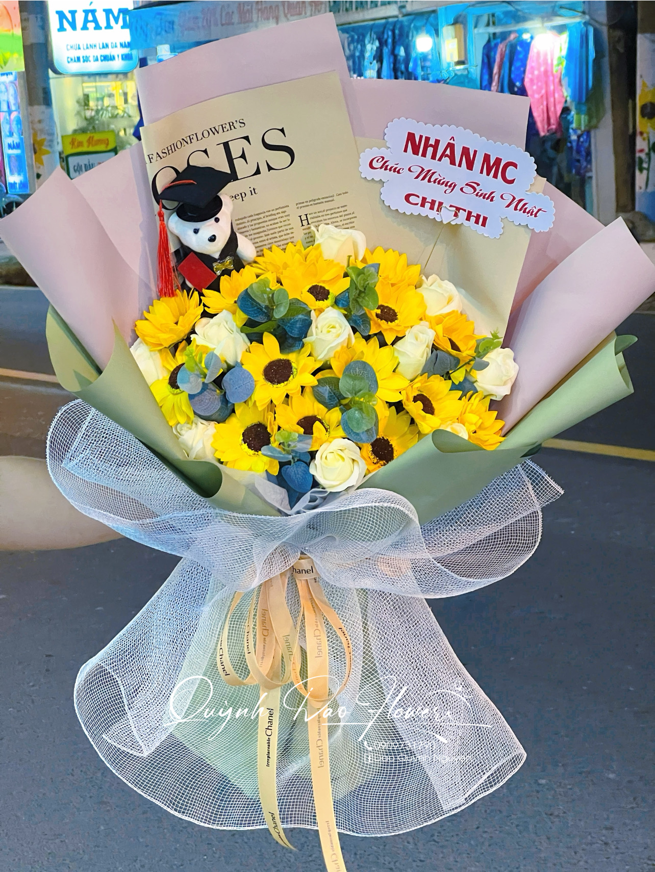 Bó hoa sáp hướng dương mix Hồng sáp 