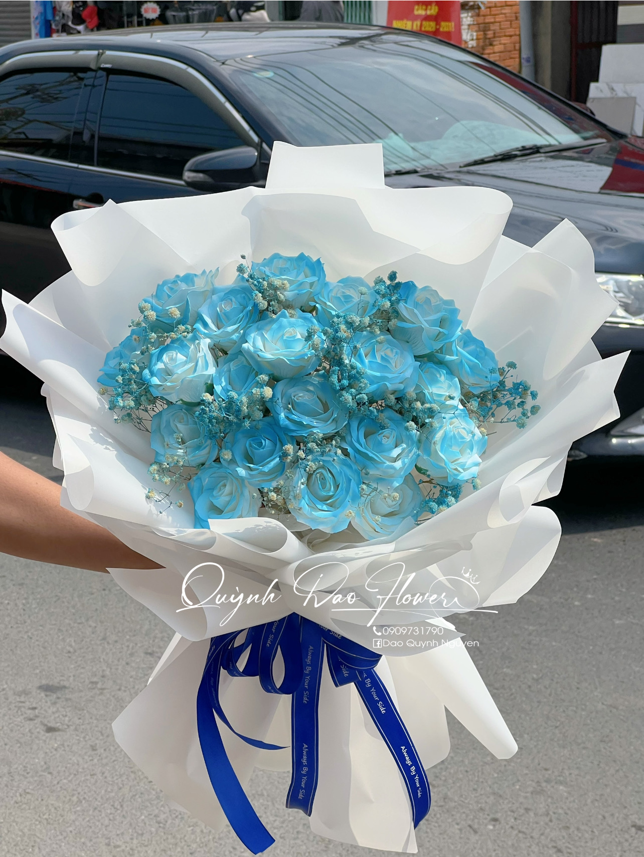 Bó hoa sáp cao cấp xanh loang