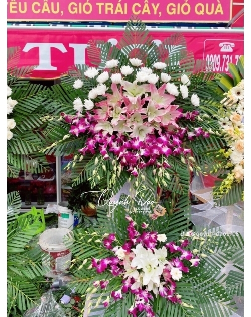 Kệ viếng 2 tầng lan tím