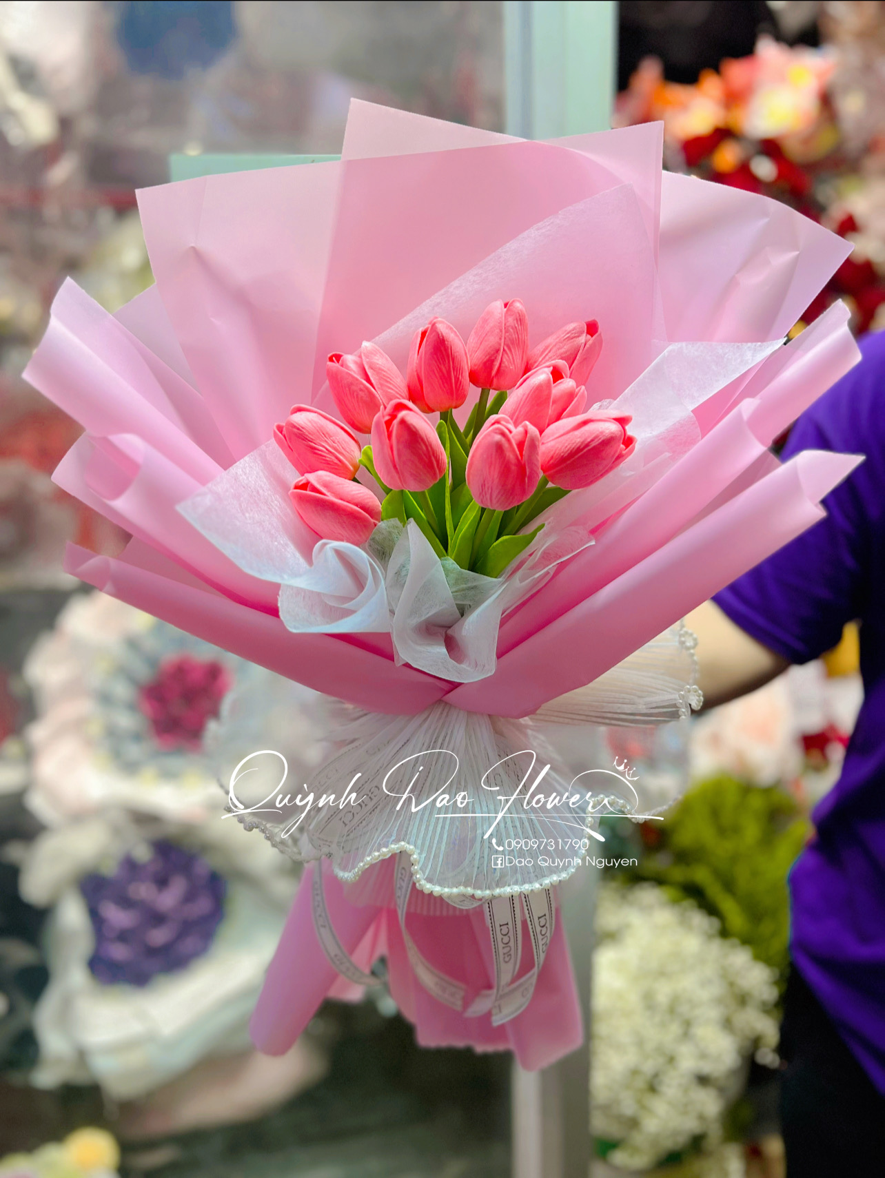 Bó hoa tulip 10 bông màu hồng 