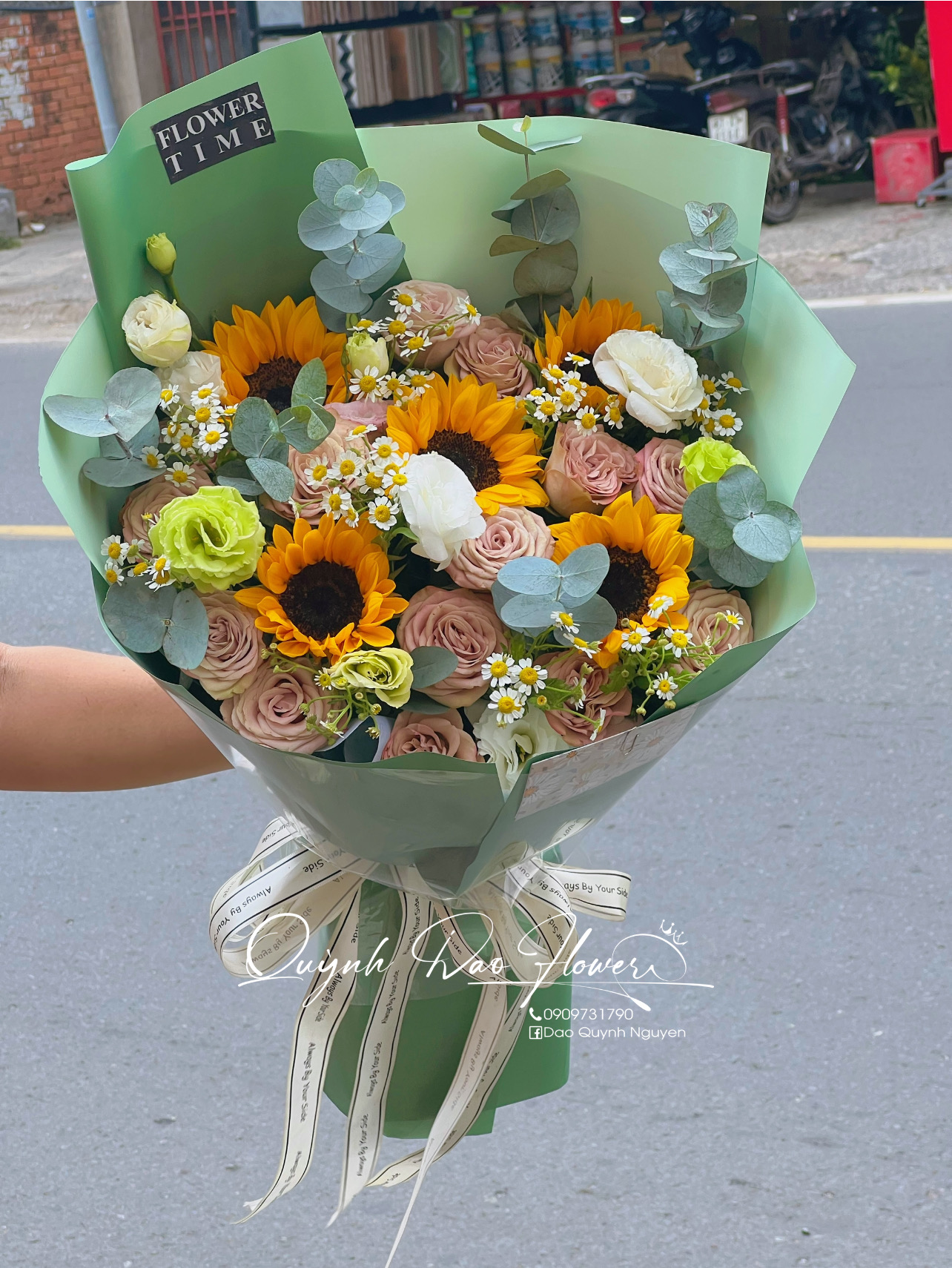 Bó hoa hướng dương mix cát tường 