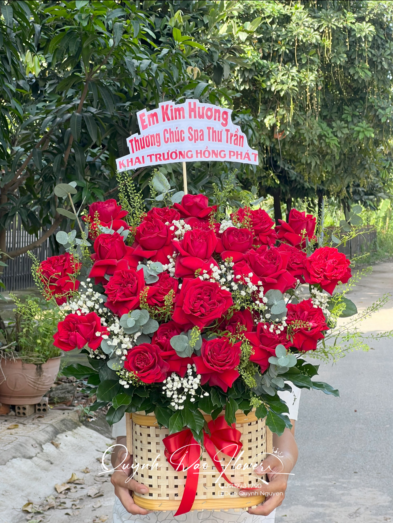 Giỏ hoa hồng đỏ đẹp 