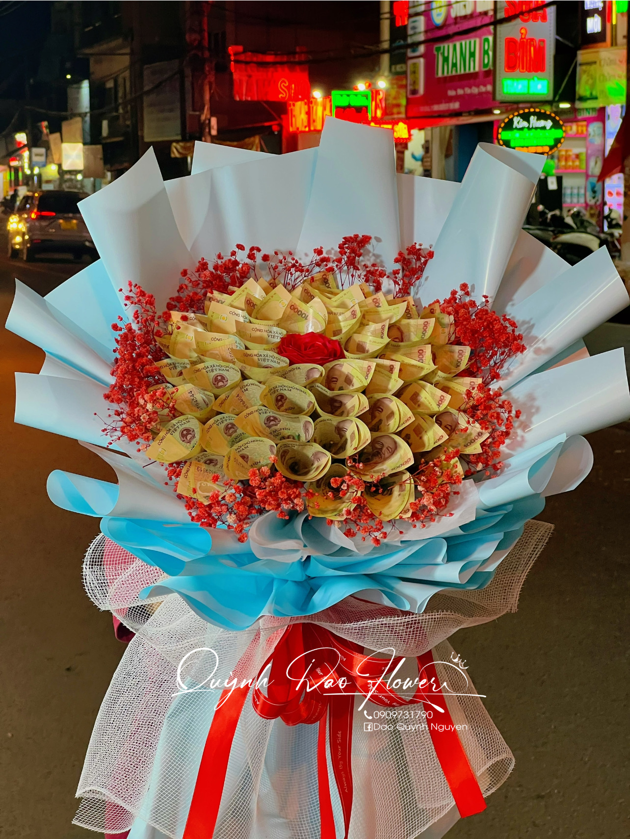 Bó hoa tien 10k tặng mẹ