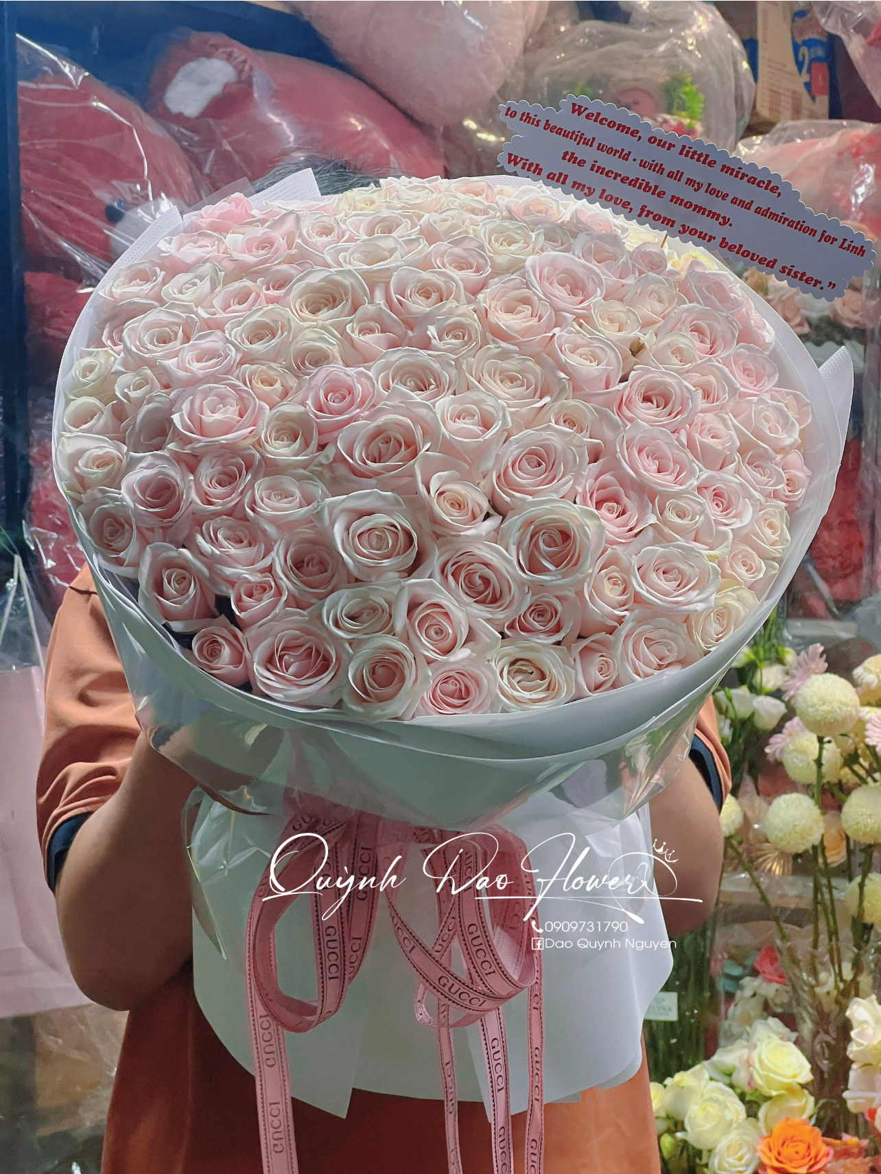 Bó hoa hồng kem 99 bông