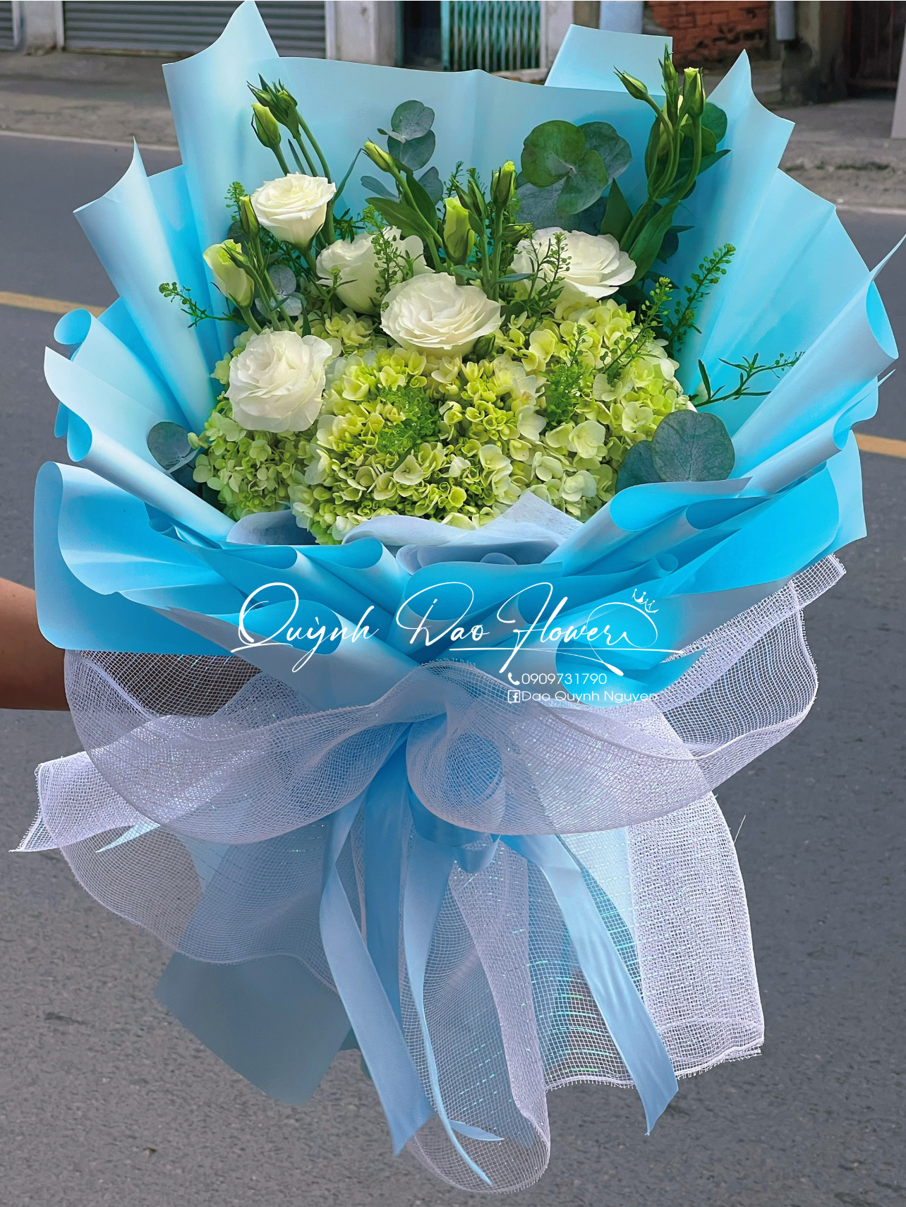 Bó hoa cẩm Tú cầu xanh lá thủ Đức 