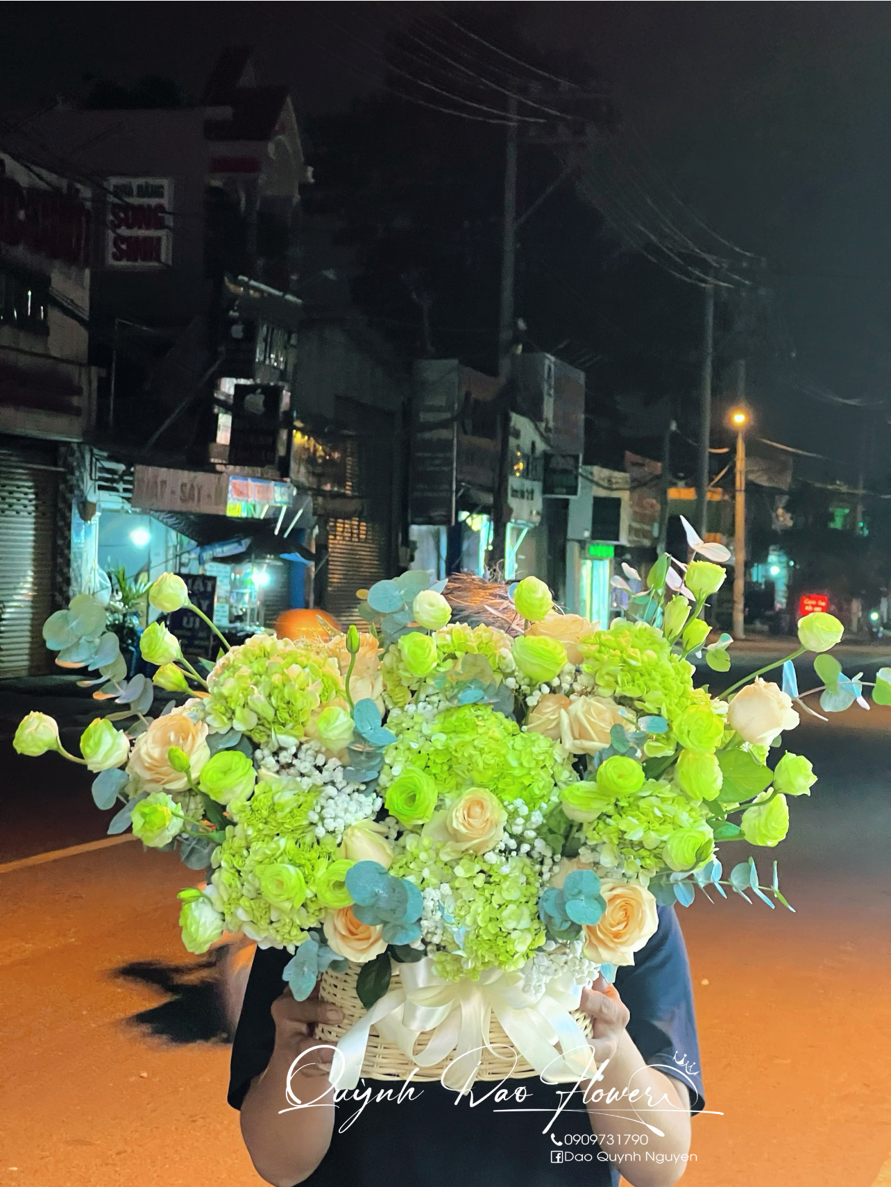 Giỏ hoa Cẩm Tú cầu 
