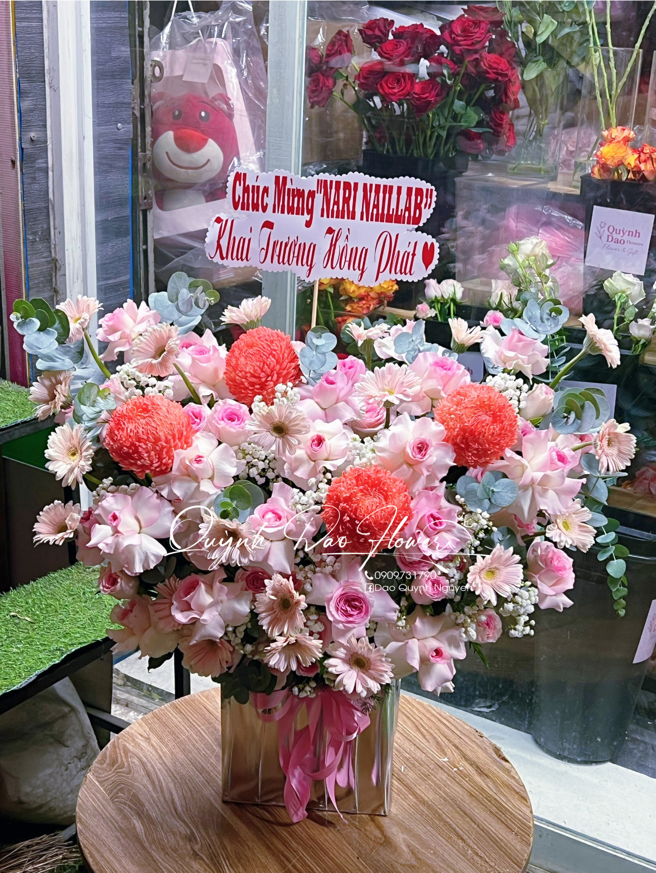 Giỏ hoa cúc mẫu đơn bình dương 