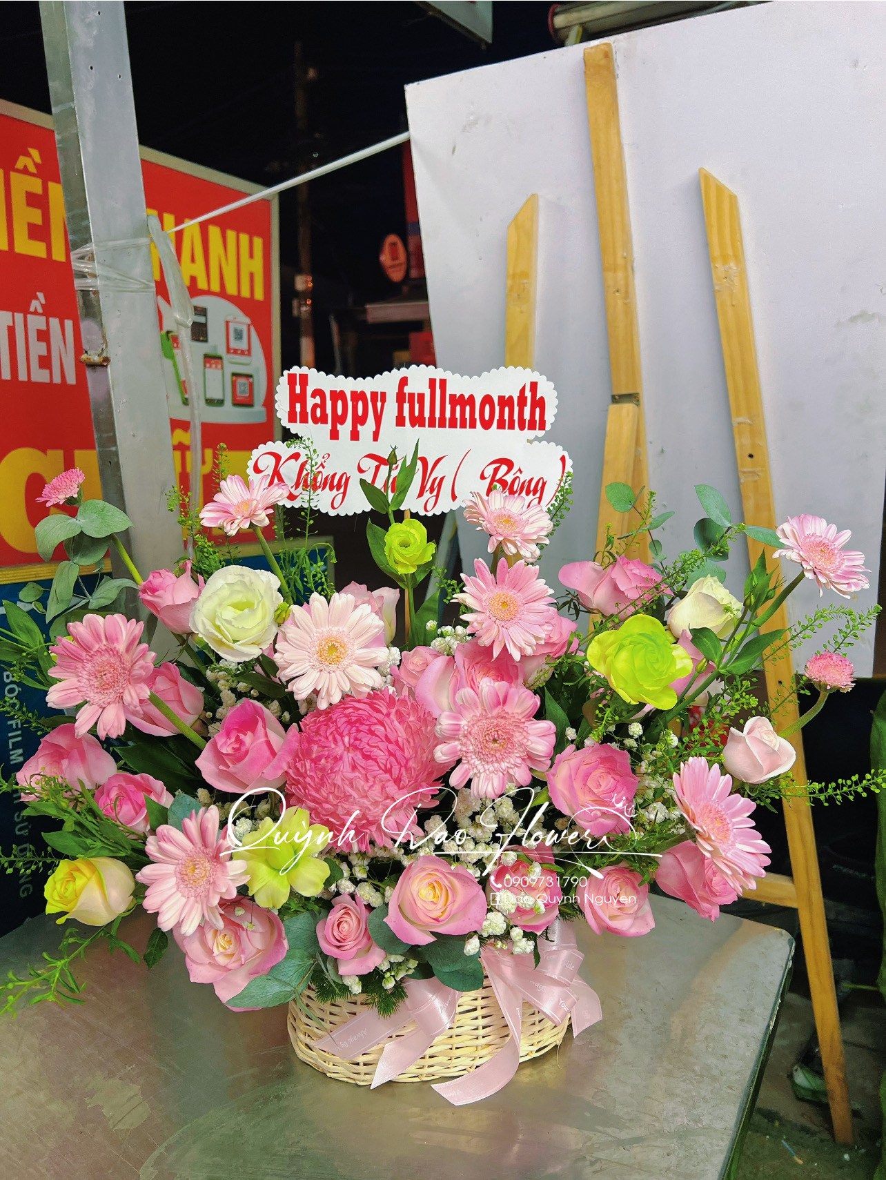 Giỏ hoa hồng sen xanh la thủ Đức 