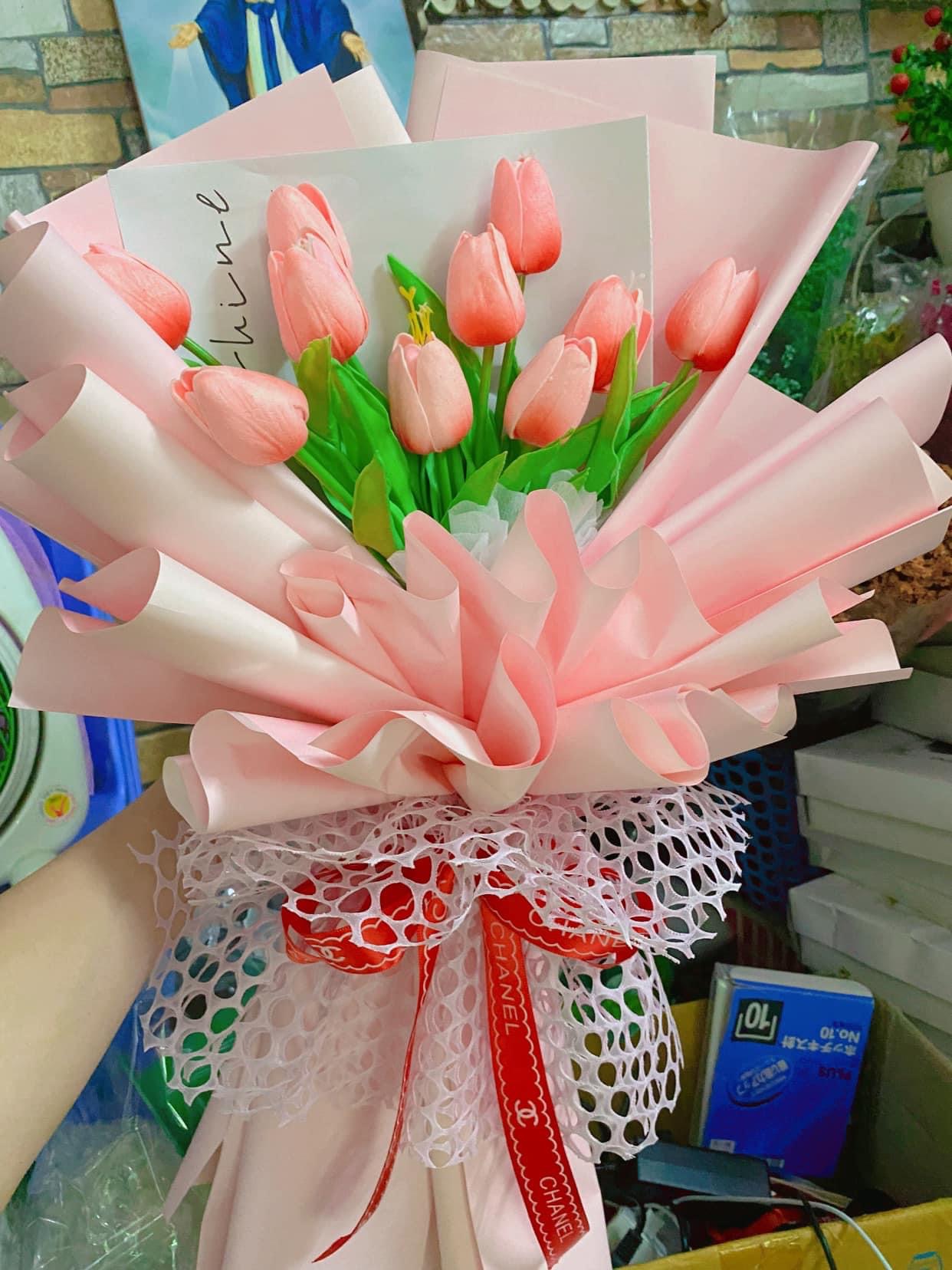 Bó hoa tu líp màu Hồng đẹp giá rẻ