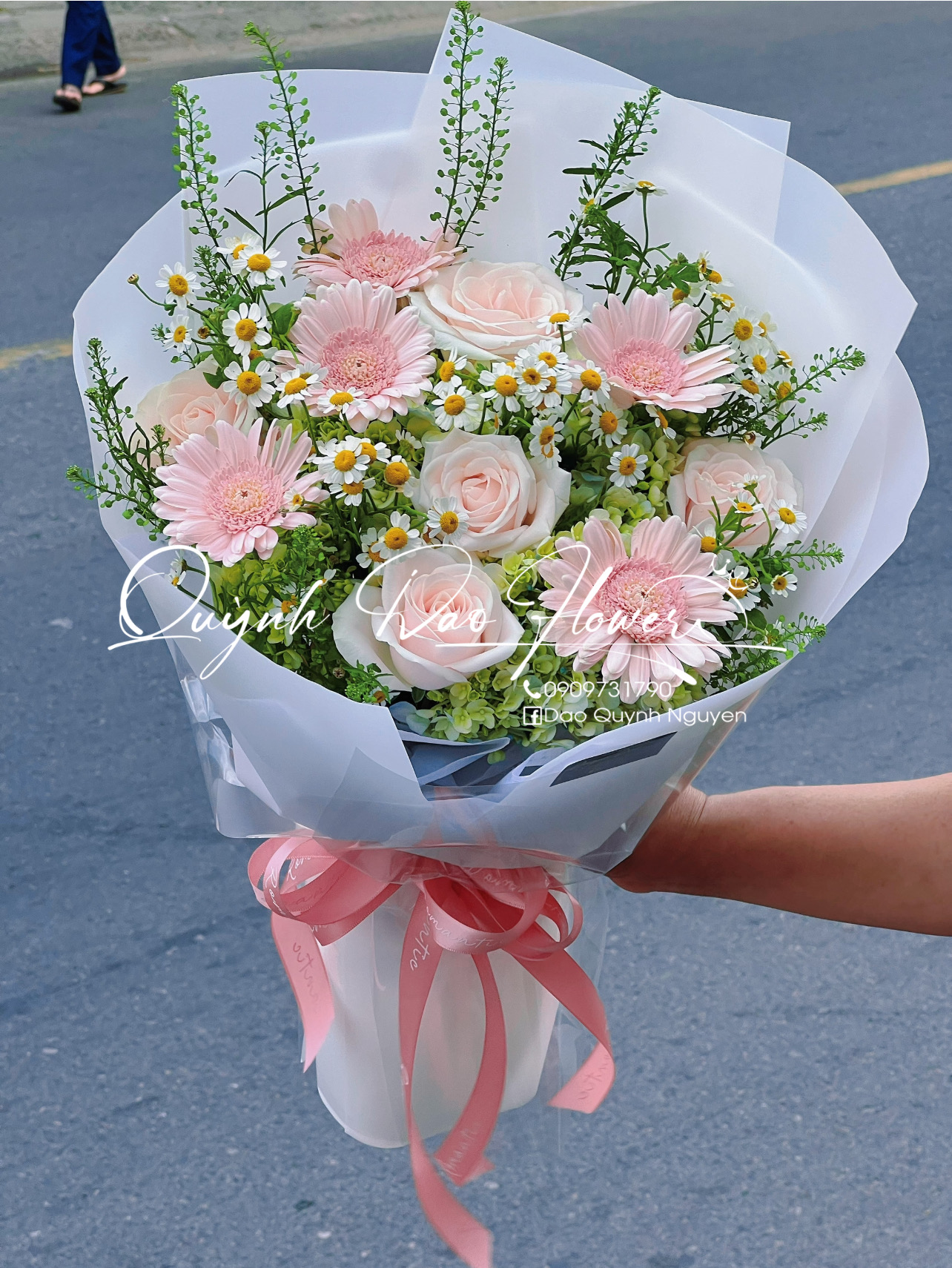Bó hoa Cẩm Tú cầu mix hoa đồng tiền