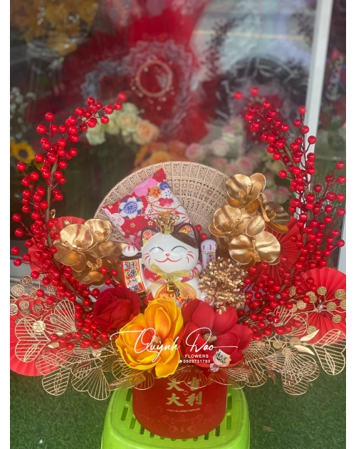 Mèo thần tài khai trương Hồng phát 