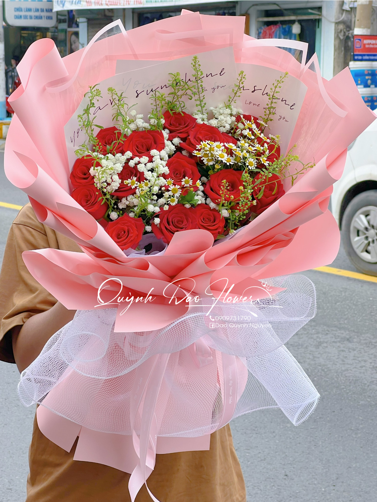 Bó hoa hồng đỏ 15 bông