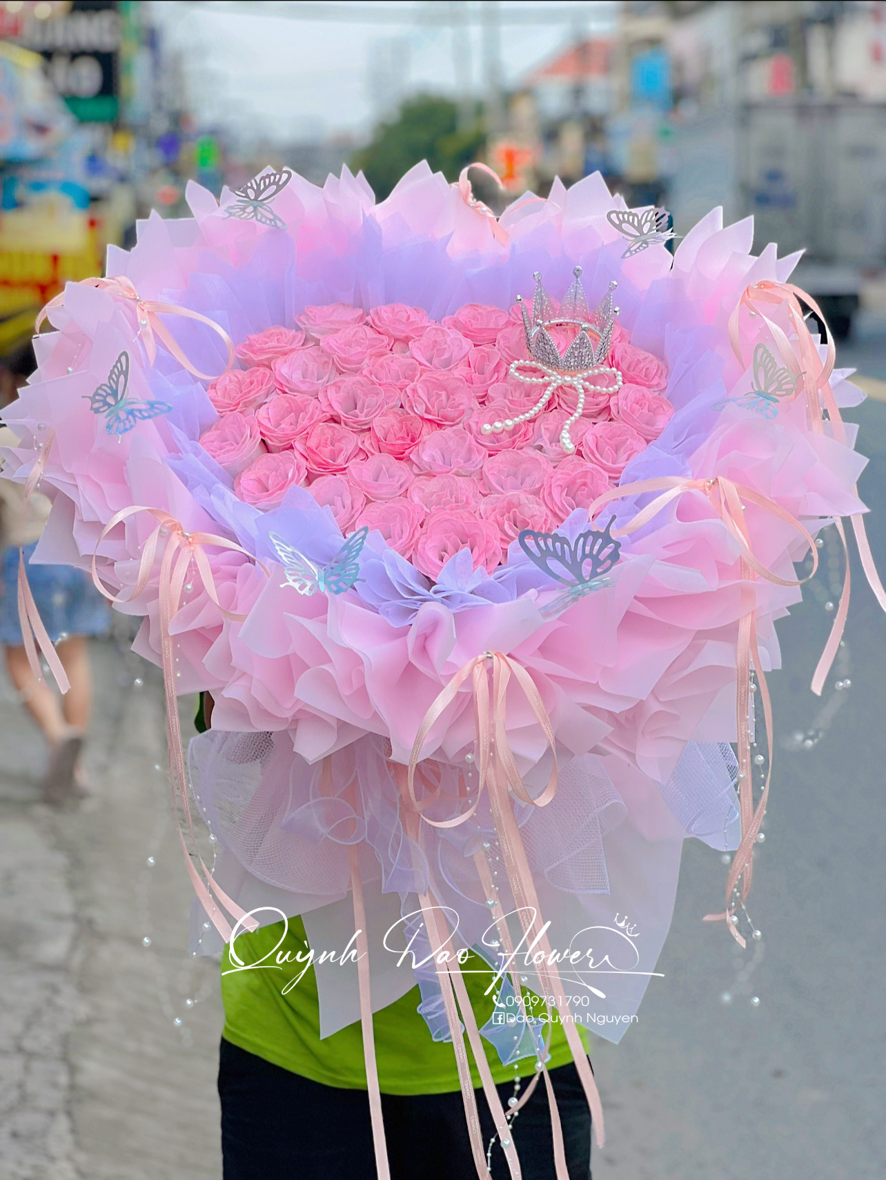 Bó hoa công chúa tone Hồng  to đẹp 