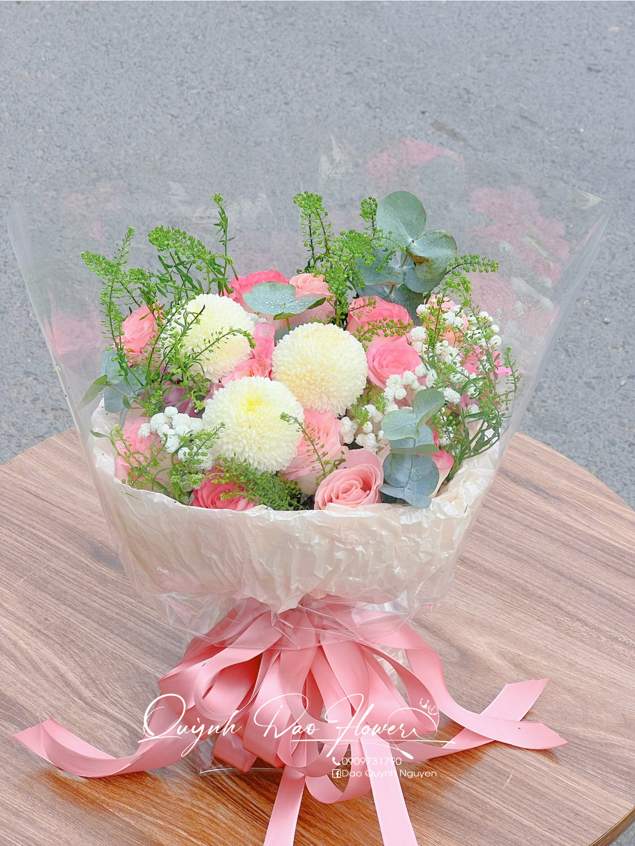 Bó hoa sinh nhật, màu Hồng, hoa mix, Thủ Đức, lái thiêu 