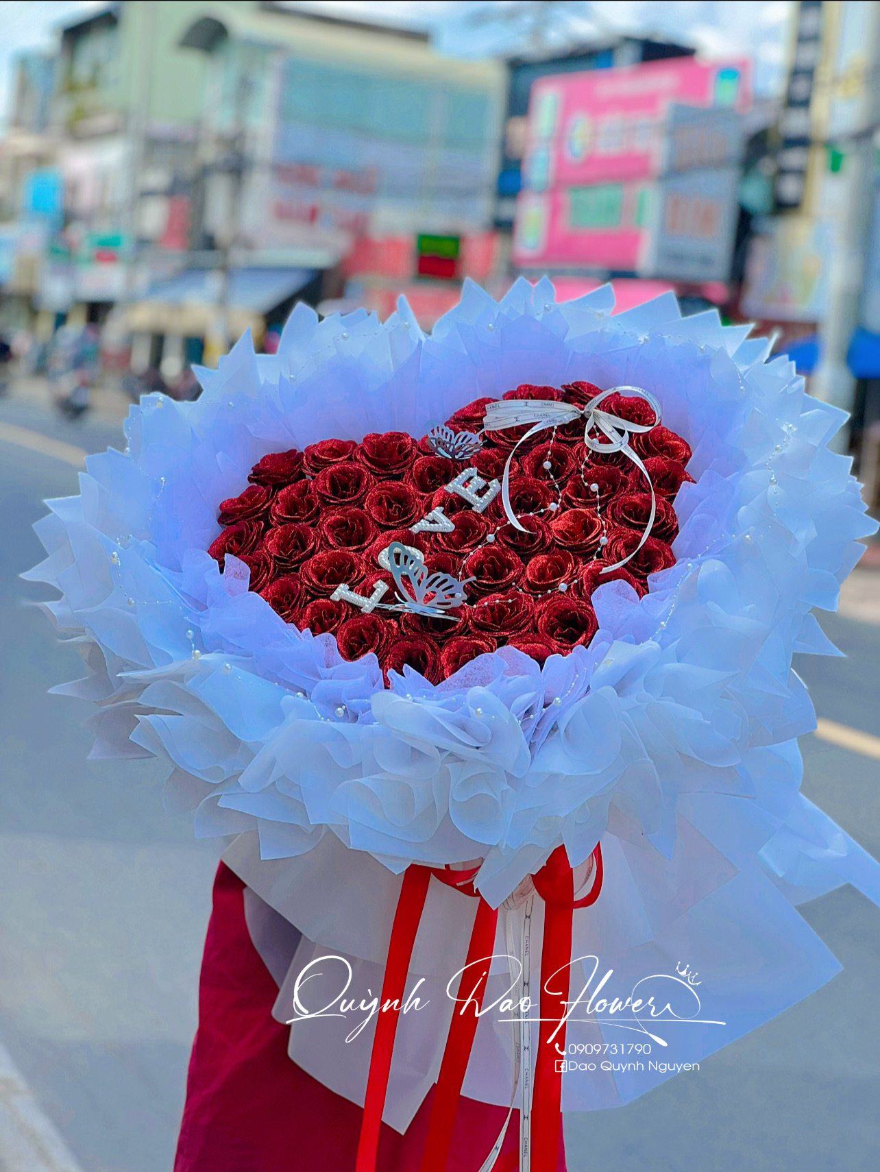 Bó hoa công chúa trái tim đỏ