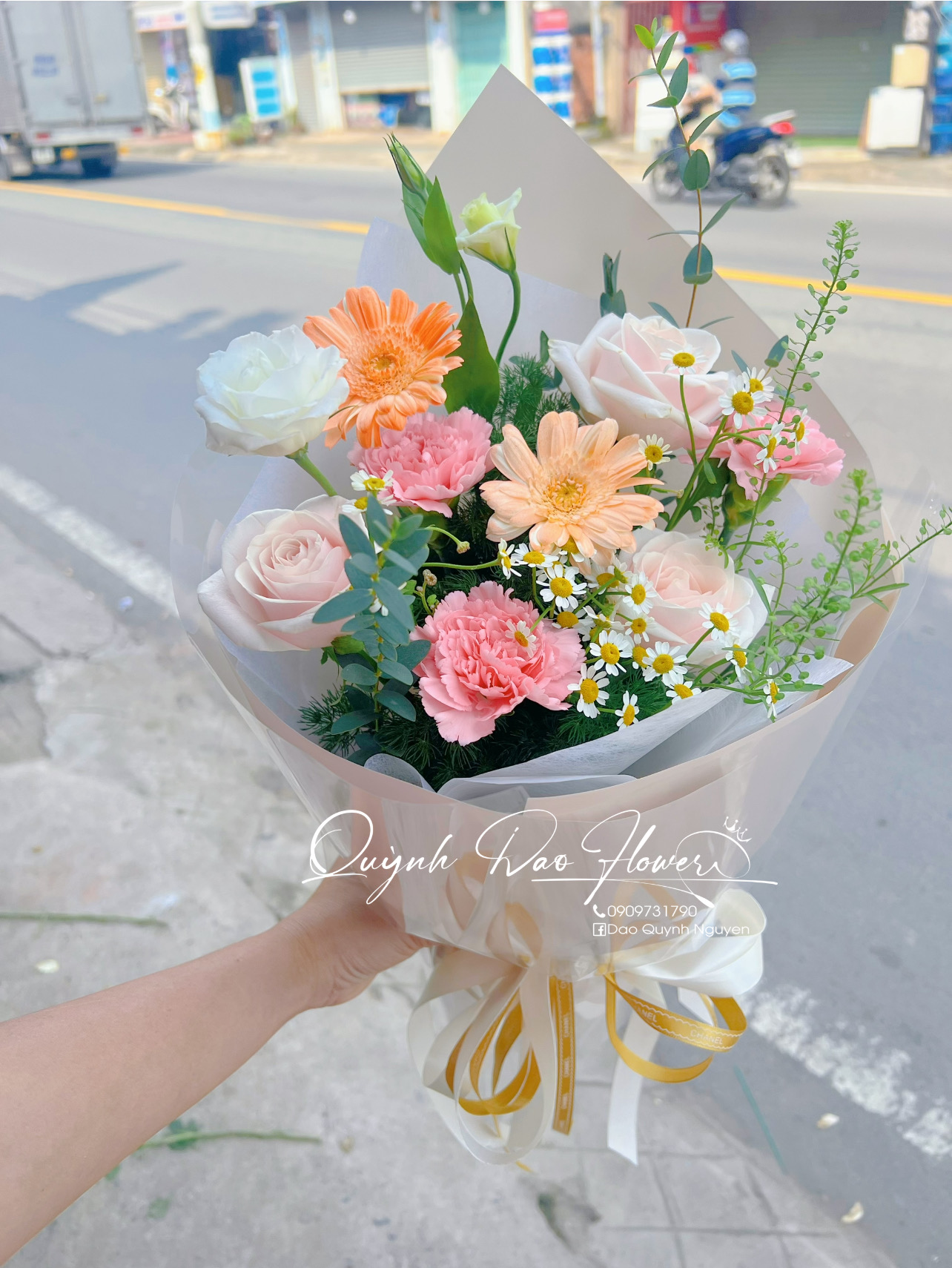 Bó hoa mix tone cam thủ Đức 
