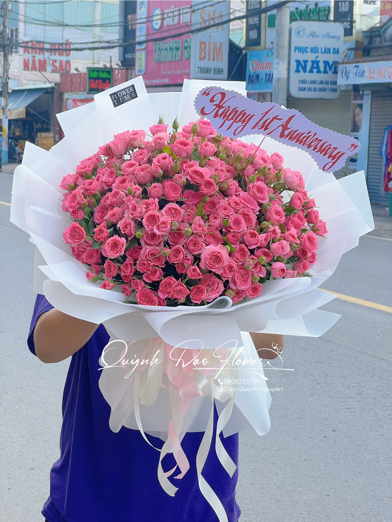 Bó hoa hồng baby Sofia màu hồng 