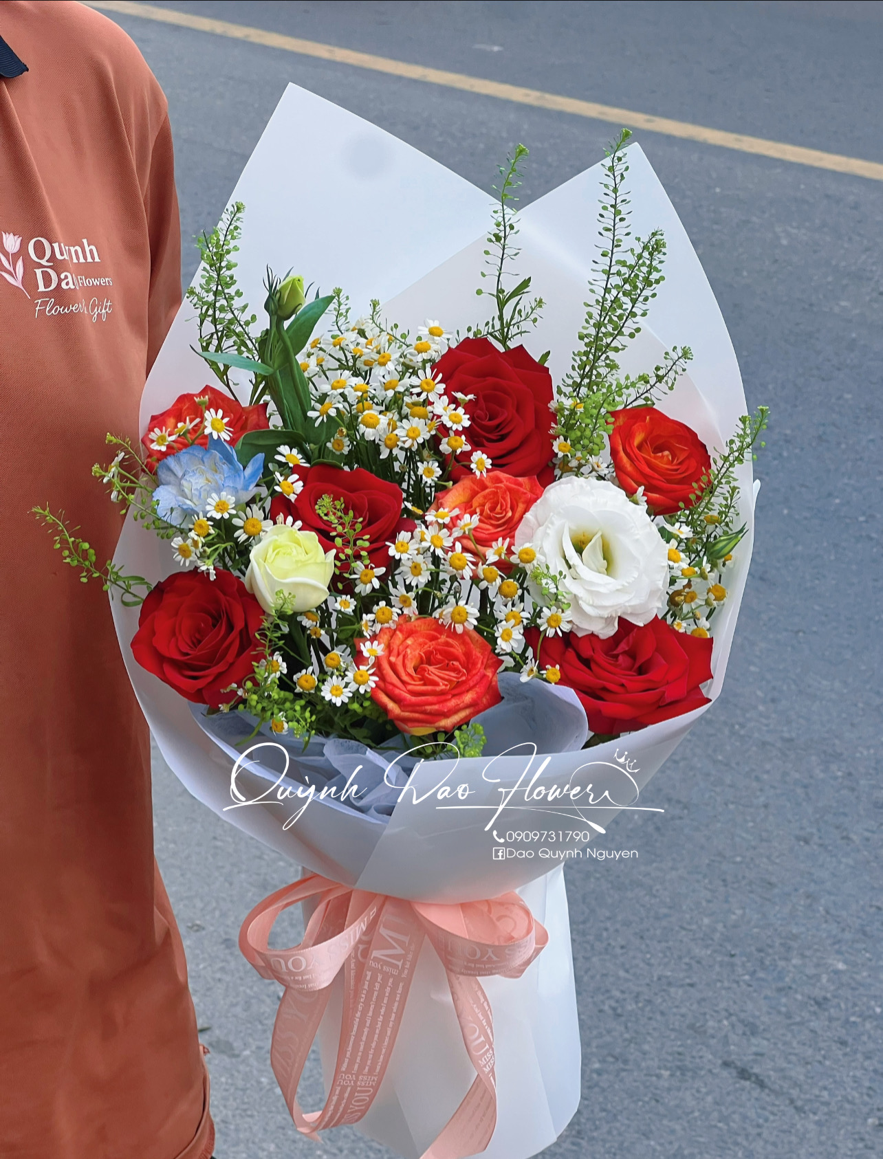 Hoa mix đỏ cam
