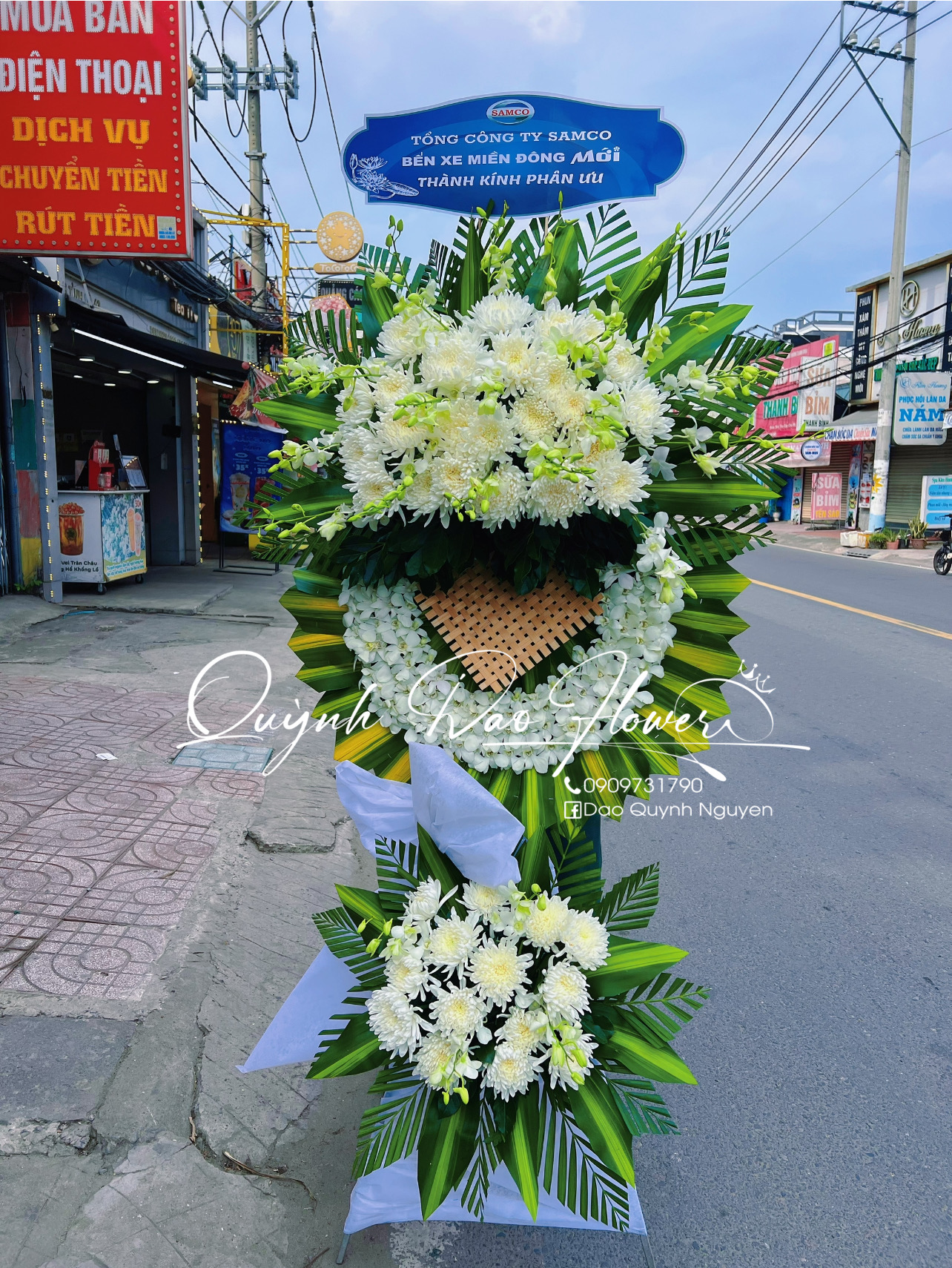 Kệ viếng truyền thống cúc trắng 