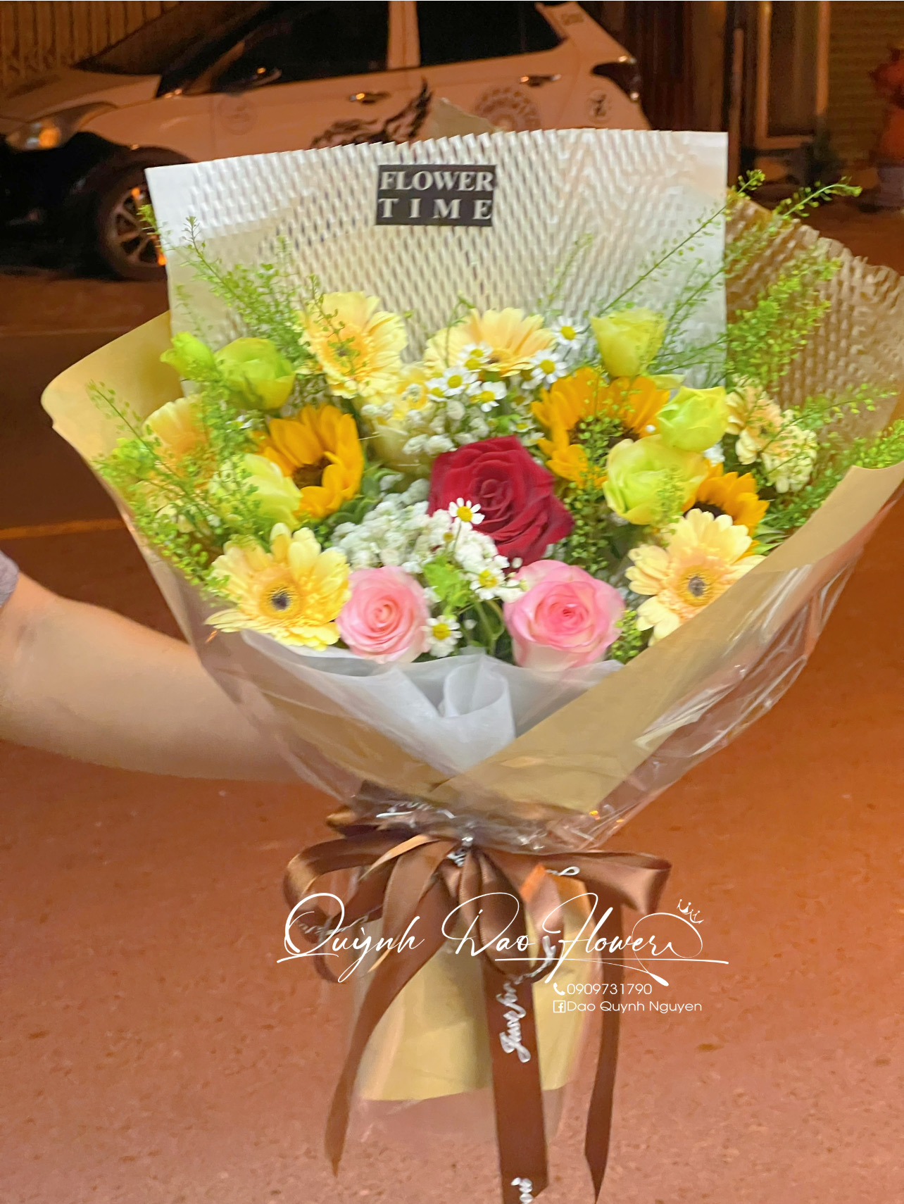 Bó hoa hướng dương mix hoa đồng tiền 