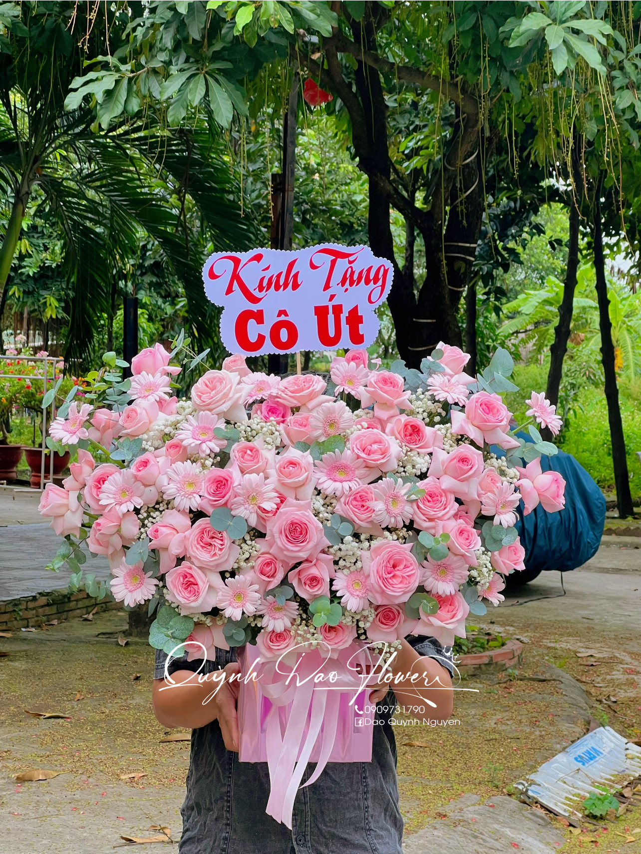 Giỏ hoa khai trương ohara Hồng 