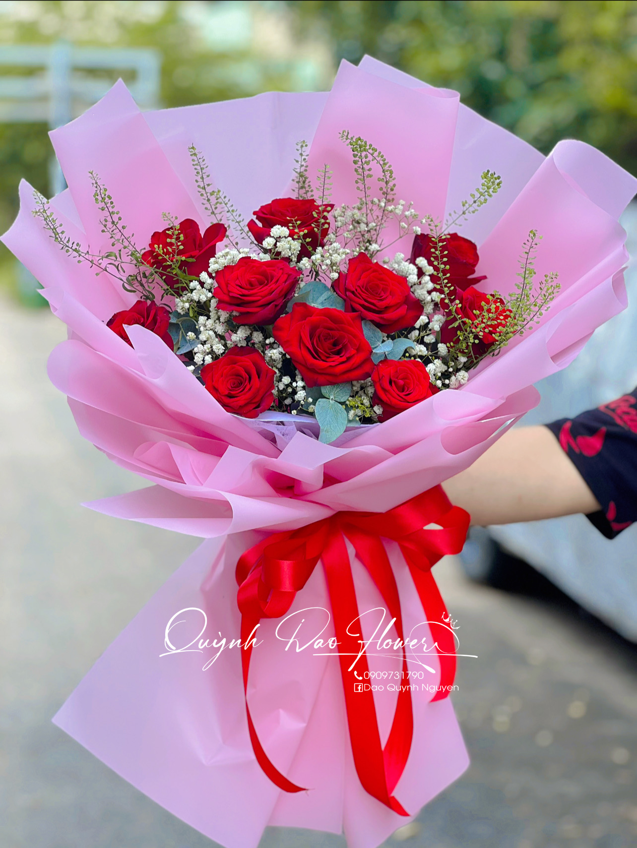 Bó hoa hồng đỏ 10 bông
