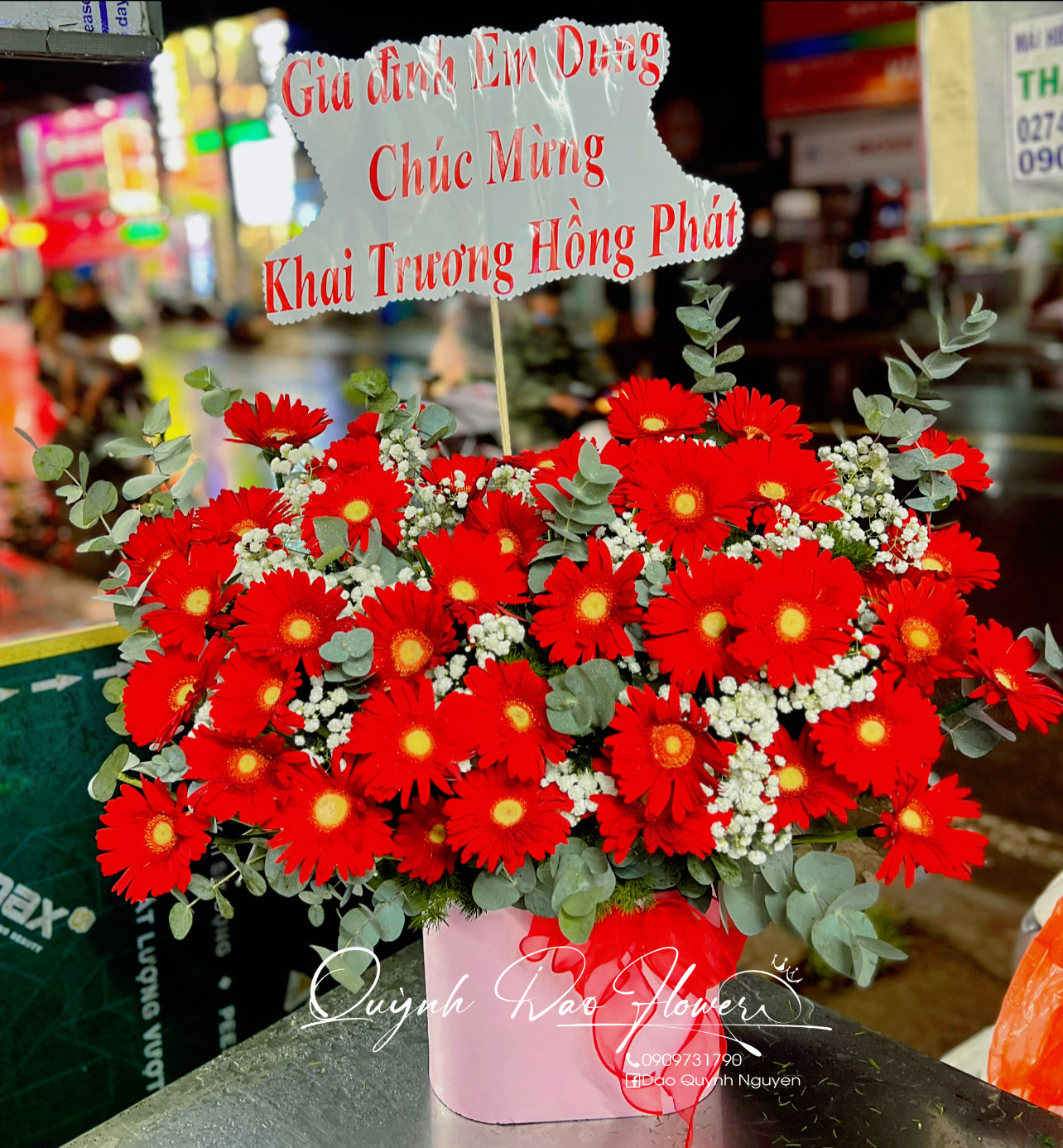 Giỏ hoa đồng tiền khai trương 