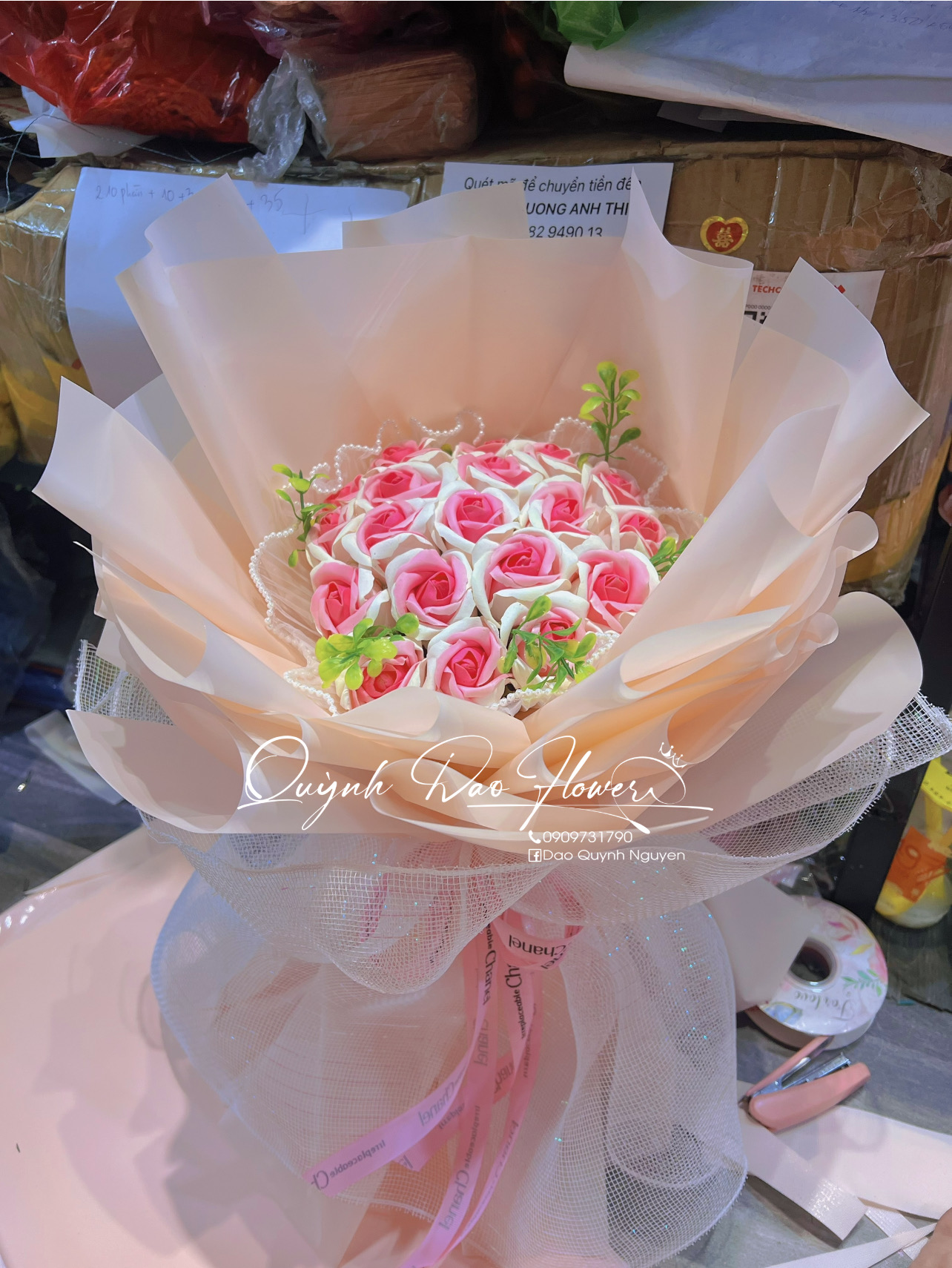 Hoa hoa sáp 19 bông song hỷ