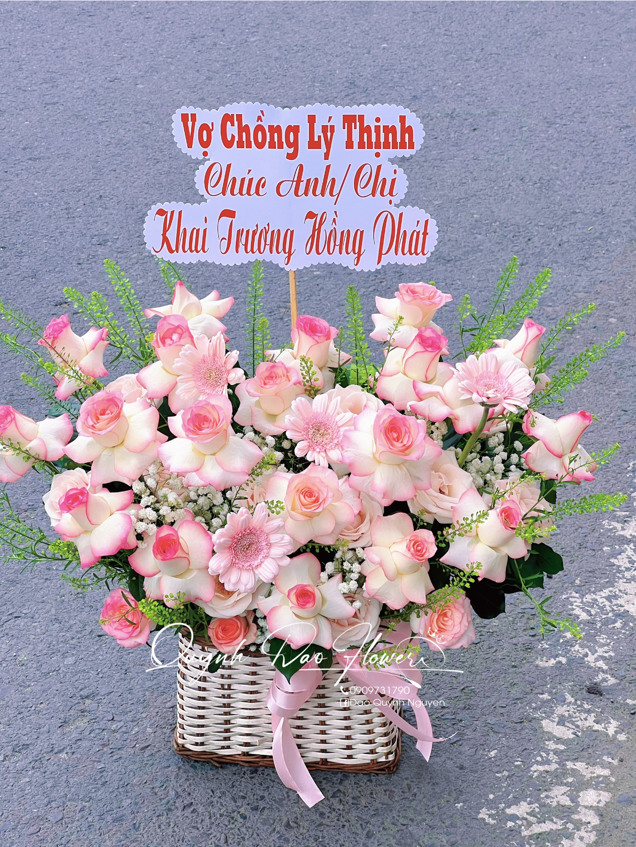 Giỏ hoa song hỷ thủ Đức 