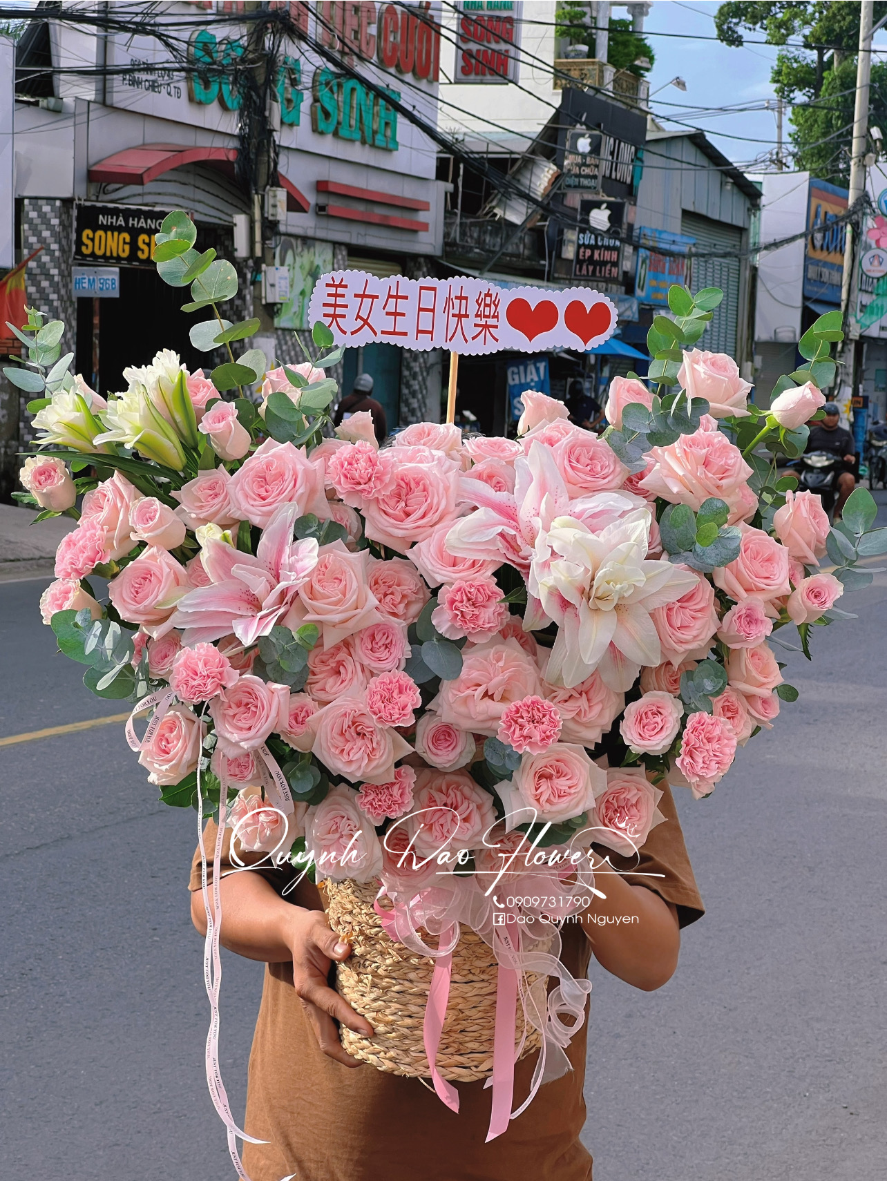 Giỏ hoa to ly kép 