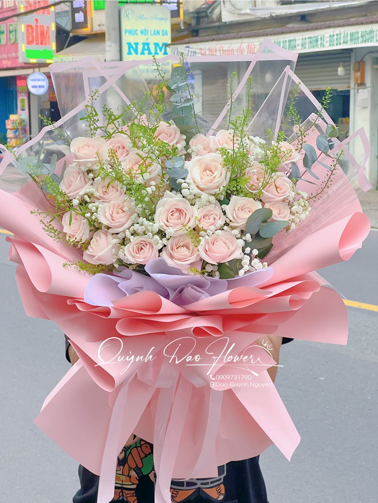 Bó hoa hồng kem thuận an