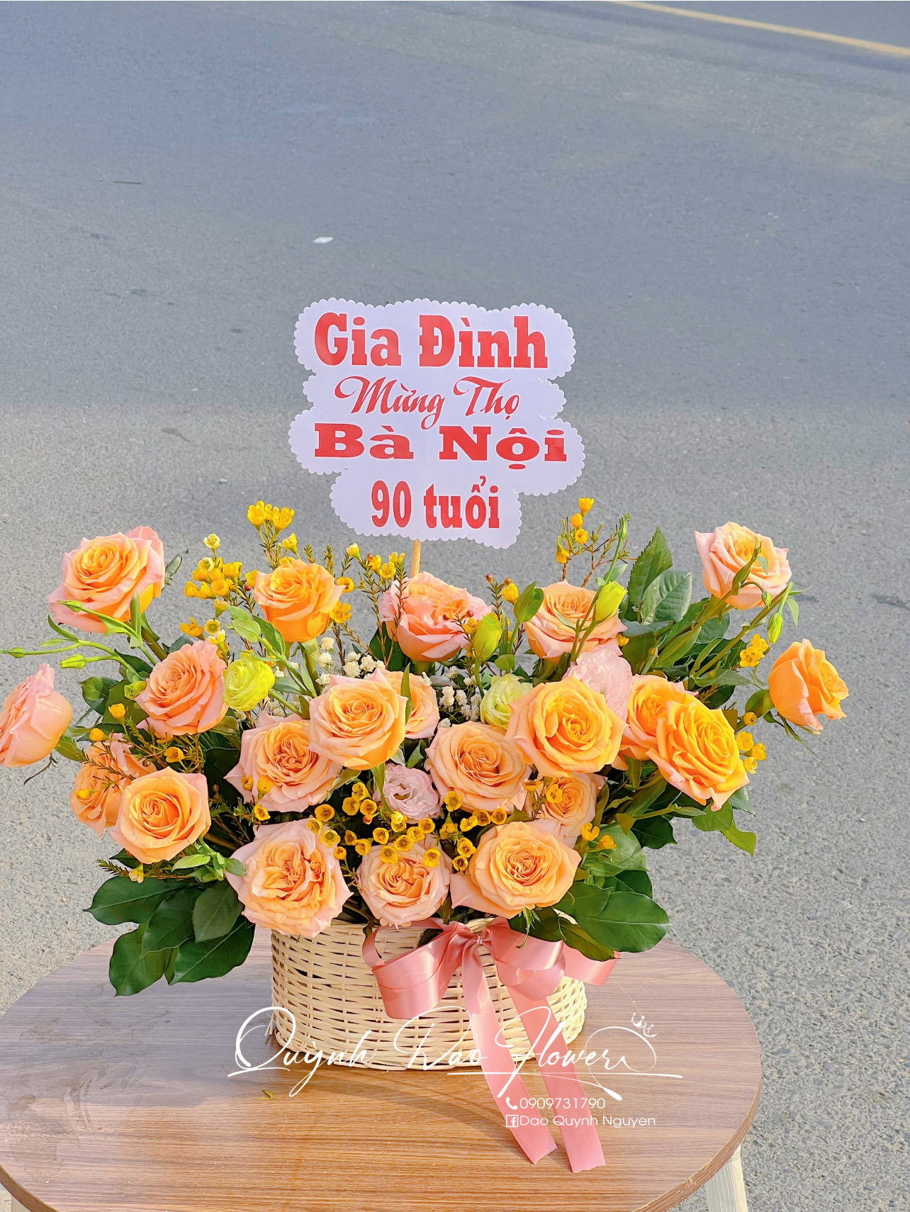 Giỏ hoa mừng thọ bà