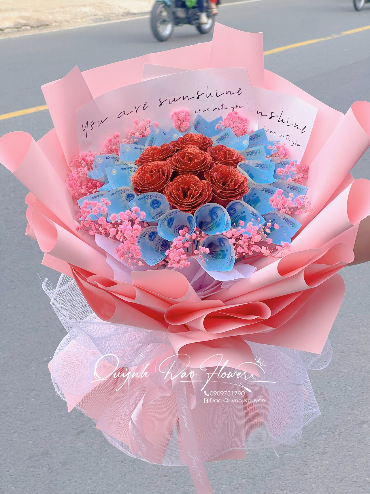 Bó hoa tiền 25 tờ 20k