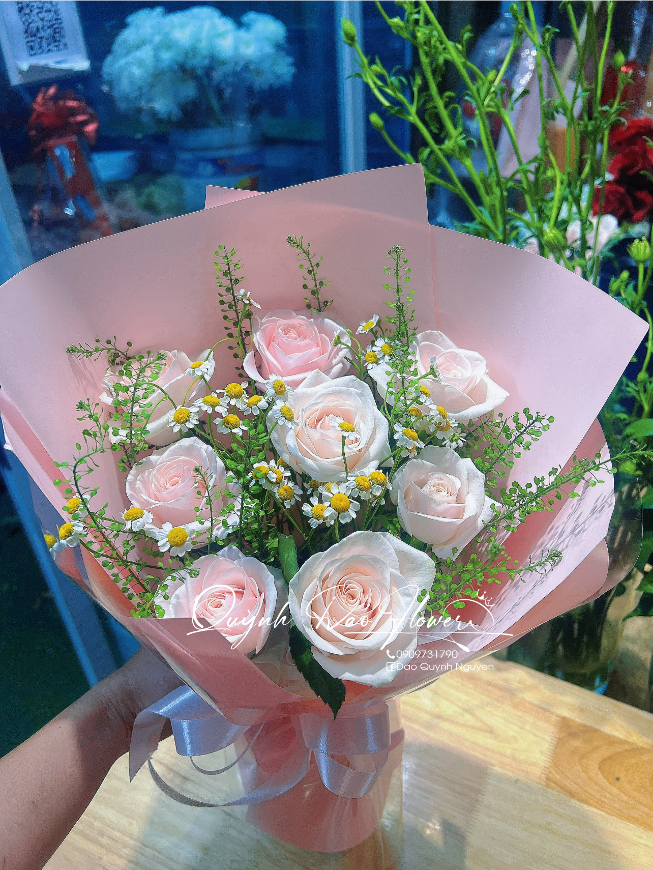 Bó hoa hồng kem dâu  thủ Đức hcm