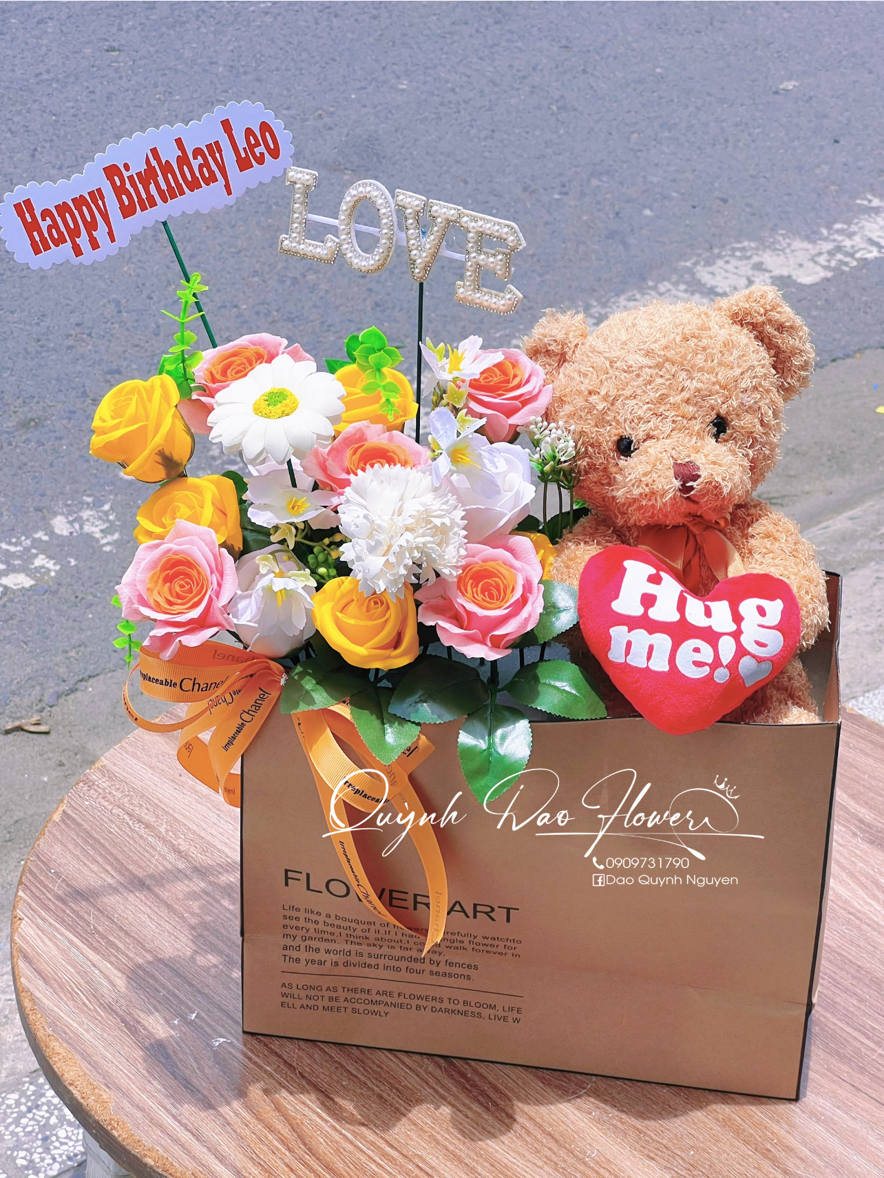 Hoa gấu teddy tone cam
