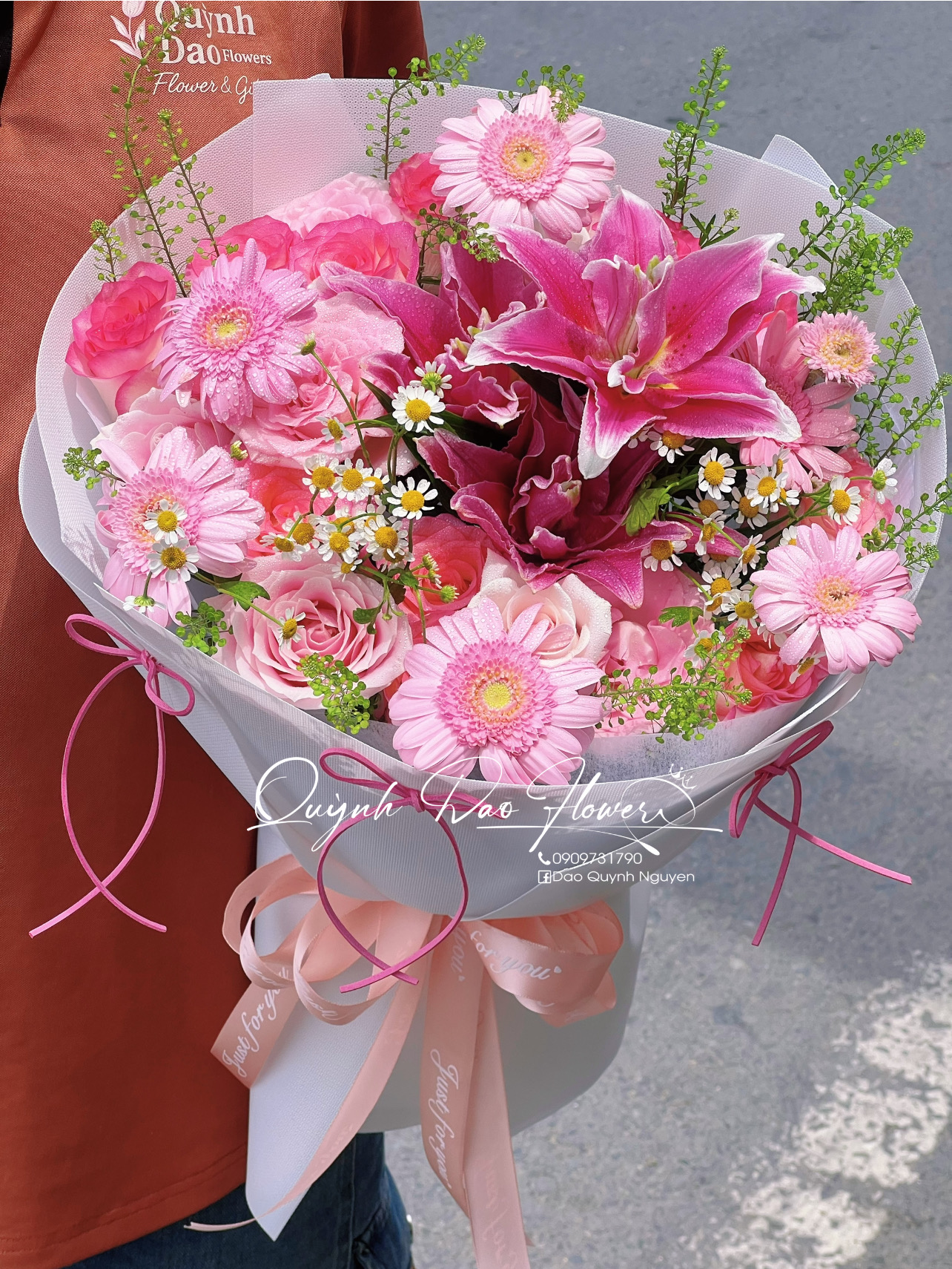 Bó hoa ly kép hồng bình dương 