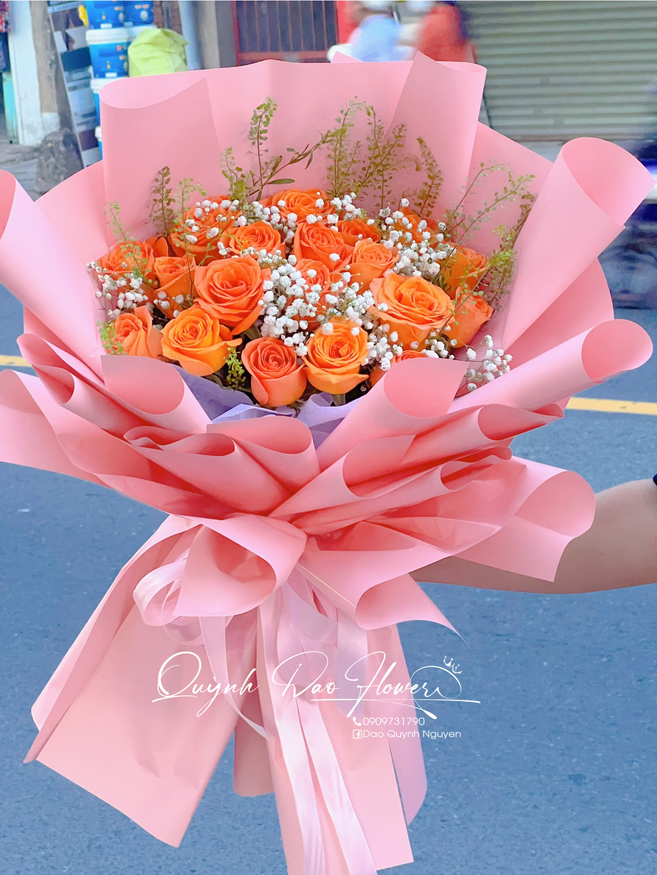 Bó hoa hồng cam Thủ Đức 