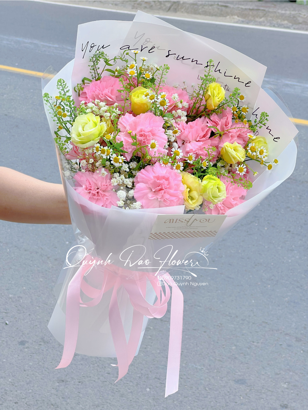 Bó hoa Cẩm chướng màu hồng 