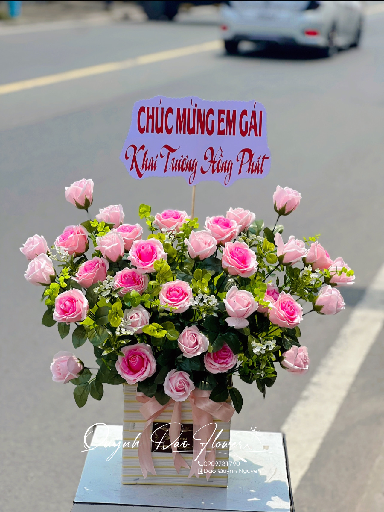 Giỏ hoa sáp Hồng cao cấp tặng sinh nhật 