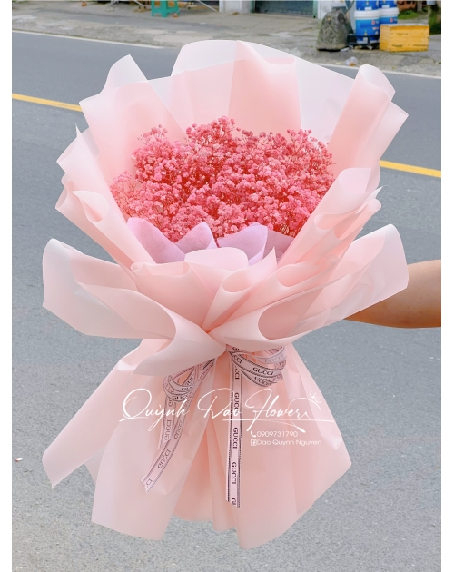 Bó hoa bi khô nhỏ màu hồng 